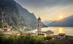 Garda Lake Prints: Limone del Garda village with historic lemon houses on Garda Lake