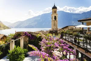 Limone, town by the Garda Lake, panoramic view. Lombardy, Italy