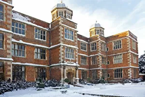 Ornamental Collection: Lincolnshire, UK. Snow covers the front of Doddington hall