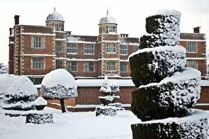 Images Dated 10th June 2011: Lincolnshire, UK. Snow covers the ornamental gardens at Doddington hall