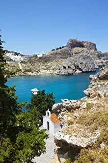 Images Dated 23rd February 2012: Lindos Acropolis & harbour, Lindos, Rhodes, Greece