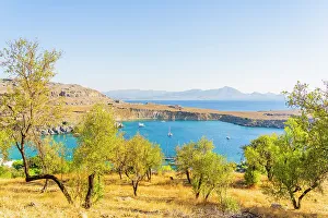 Rhodes Prints: Lindos Bay, Lindos, Rhodes, Dodecanese Islands, Greece