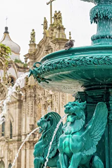 Lions Prints: The Lion Fountain, Porto, Portugal, Europe
