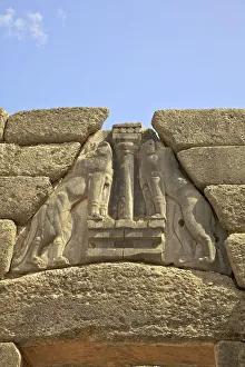 The Lion Gate, Mycenae, Argolis, The Peloponnese, Greece, Southern Europe