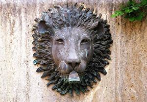Fountains Prints: Lion head on a fountain, Rome, Italy