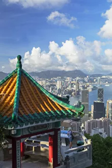 Hong Kong Collection: Lion Pavilion on Victoria Peak and skyline, Hong Kong