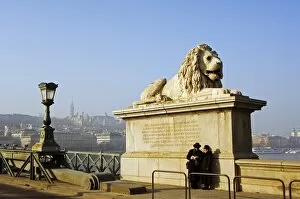 Images Dated 12th December 2005: Lion statue on Chain Bridge
