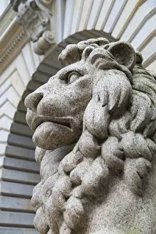 Lion statue of Rathaus (Town Hall), Hamburg, Germany