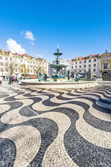 Lisbon, Portugal. Iconic swaying tiles of Rossio Square