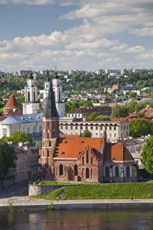 Lithuania, Central Lithuania, Kaunas, elevated view of Vytautas Church, late afternoon