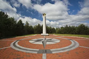 Images Dated 31st March 2011: Lithuania, Vilnius-area, Bernotai, geographic center of Europe marker, Latitude 54-54