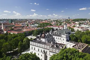 Lithuania, Vilnius, elevated view of Royal Palace from Gediminas Hill