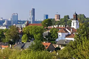 Lithuania, Vilnius, Old Town & modern city skyline