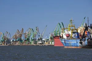 Lithuania, Western Lithuania, Klaipeda, commercial port, cargo ships