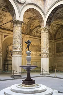 The little Angel fountain inside Palazzo Vecchio, Florence, Tuscany, Italy