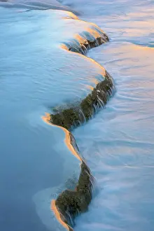 Flowing Water Prints: Little Colorado River- mineral-laden water flowing over traverrtine terraces at dawn