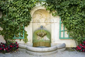 Little fountain on premises of Cesky Krumlov Castle and Chateau, Cesky Krumlov