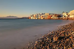 Mykonos Prints: Little Venice at dusk, Mykonos Town, Mykonos, Cyclades Islands, Greece