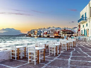 Mykonos Prints: Little Venice, Mykonos, Cyclades Islands, Greek Islands, Greece