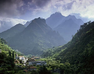 Nature Reserve Collection: A little village in the middle of the high mountains of central Madeira island, Portugal