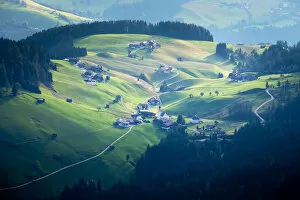 The little village of Thierbach as seen from Gratlspitze Mountain, Kufstein district, Innsbruck Land, Tyrol, Austria