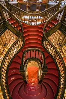Staircase Prints: Livraria Lello & Irmao bookstore or Lello bookstore is one of the oldest in Portugal