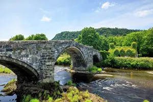 Snowdonia Prints: Llanrwst Bridge, the River Conwy and Tu Hwnt l'r Bont Tearooms