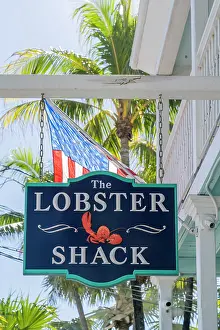 Lobster Shack Prints: The Lobster Shack wooden sign, Key West, Florida, USA