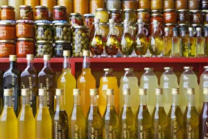 Local Products Prints: Local products on sale in the market along the road near Komin, Croatia