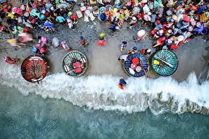 Crowd Prints: Local vendors selling fish on coastline, Tam Tien, Quang Nam Province, Central Vietnam