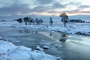 Highand Prints: Loch Ba, at sunset in winter, Rannoch Moor, Highand, Scotland