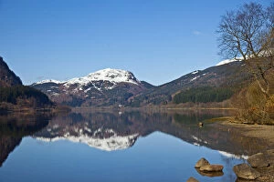 Images Dated 10th June 2011: Loch Lubnaig, Scotland. A view of the snow caped Beinn an t-Sidhein over the loch