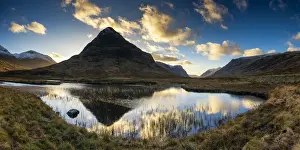 Lochan na Fola Reflections of Buachaille Etive Beag at Sunset, Glen Coe, Highland Region