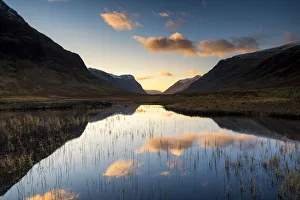 Back Lit Prints: Lochan na Fola Reflections at Sunset, Glen Coe, Highland Region, Scotland