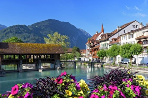 Aare River Prints: Mill lock on Aare River, Interlaken, Bern, Switzerland
