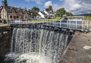 Lock stairs of the Caledonian Canal at Fort Augustus, Highlands, Scotland, Great Britain