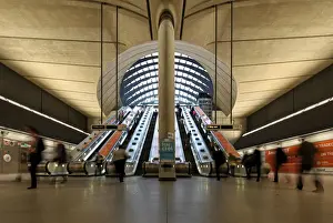 Concrete Prints: London Canary Wharf Tube Station as part of the Jubilee Line extension was designed by Norman Foster