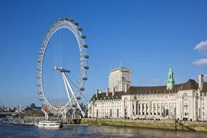 London Eye & County Hall, South Bank, London, England, UK