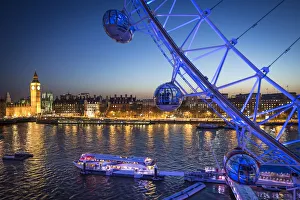 Westminster Prints: London Eye & Houses of Parliament, London, England, UK