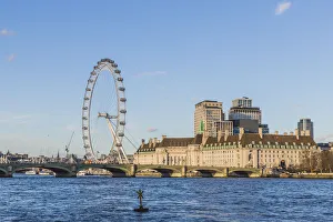 Images Dated 31st March 2020: The London Eye or the Millennium Wheel and County Hall London, England