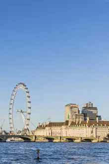 Images Dated 31st March 2020: The London Eye or the Millennium Wheel and County Hall London, England
