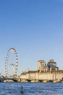 Ferris Wheel Prints: The London Eye or the Millennium Wheel and County Hall London, England