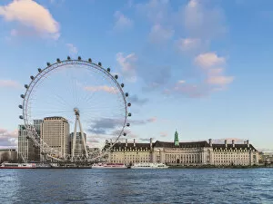 Images Dated 31st March 2020: The London Eye or the Millennium Wheel and County Hall London, England