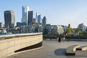 London riverside on the South bank looking to the city over the river London riverside on the South bank looking to the city over the river