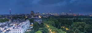 Hyde Park Prints: London skyline above Hyde Park, London, England, UK