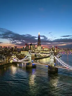 Shard Prints: London skyline with Tower Bridge and the Shard, London, England, UK