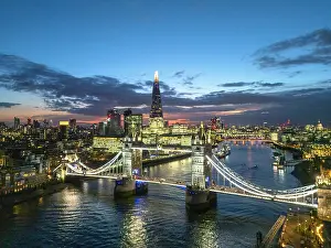 Shard Prints: London skyline with Tower Bridge and the Shard, London, England, UK