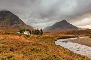 Highland Region Prints: Lone Cottage, Glen Coe, Highland Region, Scotland