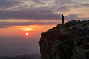 Lone Collection: Lone Person on Ilkley Moor at Sunrise, Ilkley, West Yorkshire, England