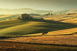 Produce Gallery: A lonely country house. Val d'Orcia, Tuscany, Italy